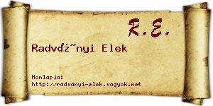 Radványi Elek névjegykártya